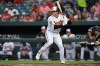 Baltimore Orioles designated hitter Adley Rutschman waits for a pitch from the Chicago White Sox during the first inning of a baseball game, Wednesday, Aug. 24, 2022, in Baltimore. (AP Photo/Julio Cortez)