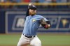 Tampa Bay Rays starting pitcher Drew Rasmussen throws to a Los Angeles Angels batter during the first inning of a baseball game Thursday, Aug. 25, 2022, in St. Petersburg, Fla. (AP Photo/Scott Audette)