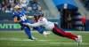 ETHAN CAIRNS / WINNIPEG FREE PRESS
                                Winnipeg Blue Bombers’ quarterback Zach Collaros is tackled by Montreal Alouettes’ Mike Moore during the first half of their game on Thursday.