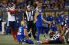 JOHN WOODS / THE CANADIAN PRESS Montreal Alouettes defensive back Kenneth Durden (45) reacts as kicker Marc Liegghio (13) watches his field goal attempt go wide during overtime.