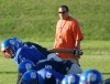 BORIS MINKEVICH / WINNIPEG FREE PRESS  050906 Churchill highschool football coach Kelsey McKay watches his team practice. Bulldogs Bull Dogs