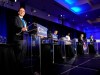 Conservative leadership hopeful Pierre Poilievre, left, smiles as he takes part in the Conservative Party of Canada French-language leadership debate in Laval, Quebec on Wednesday, May 25, 2022. The Conservative Party of Canada will announce its next leader in Ottawa tonight, after candidates and supporters spent the past seven months on its third leadership contest in six years. THE CANADIAN PRESS/Ryan Remiorz