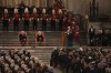 King Charles III and Camilla, the Queen Consort listen to Speaker of the House of Commons Sir Lindsay Hoyle, in Westminster Hall, where both Houses of Parliament met to express their condolences, following the death of Queen Elizabeth II, in London, Monday, Sept. 12, 2022. Queen Elizabeth II, Britain's longest-reigning monarch and a rock of stability across much of a turbulent century, died Thursday Sept. 8, 2022, after 70 years on the throne. She was 96. (Dan Kitwood/Pool Photo via AP)