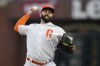 San Francisco Giants' Jakob Junis pitches against the Atlanta Braves during the first inning of a baseball game in San Francisco, Tuesday, Sept. 13, 2022. (AP Photo/Godofredo A. Vásquez)