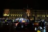 The hearse carrying the coffin of Queen Elizabeth II arrives at Buckingham Palace, London, Tuesday, Sept. 13, 2022, from where it will rest overnight in the Bow Room. (Paul Childs/Pool Photo via AP)