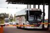 Buses and cars queue to cross the border from Russia to Finland at the Vaalimaa border check point in Virolahti, Finland, Friday Sept. 23, 2022. (Sasu Makinen/Lehtikuva via AP)