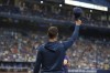 Tampa Bay Rays' Kevin Kiermaier gestures to fans after a video tribute to him, during the second inning of the team's baseball game against the Toronto Blue Jays on Saturday, Sept. 24, 2022, in St. Petersburg, Fla. Kiermaier is out for the season. (AP Photo/Scott Audette)