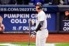 New York Yankees' Aaron Judge reacts after striking out during the seventh inning of a baseball game against the Baltimore Orioles, Sunday, Oct. 2, 2022, in New York. (AP Photo/Frank Franklin II)