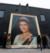 The painting of Queen Elizabeth II from the old Winnipeg Arena was displayed outside of the Pint on Garry Street prior to the Heritage Classic hockey games in 2016. (Wayne Glowacki / Winnipeg Free Press files)
