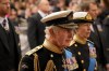 Britain's King Charles III, front, and Princess Anne follow the coffin of Queen Elizabeth II as it is pulled following her state funeral service in Westminster Abbey in central London, Monday, Sept. 19, 2022.  THE CANADIAN PRESS/AP-Andreea Alexandru, Pool