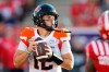 B.C. Lions quarterback Nathan Rourke looks downfield during second half CFL football action against the Calgary Stampeders in Calgary, Saturday Aug. 13, 2022. THE CANADIAN PRESS/Larry MacDougal