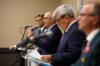 MIKE DEAL / WINNIPEG FREE PRESSFour candidates for mayor (Kevin Klein, Scott Gillingham, Glen Murray, and Shaun Loney) attend the Mayoral Forum early Wednesday morning.