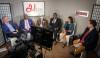 JESSICA LEE / WINNIPEG FREE PRESS
                                Mayoral candidates who were not invited to the CBC debate Wednesday, took part in a debate Thursday in a home in the south end of the city. From left to right: Rick Shone, Don Woodstock, Chris Clacio, Idris Adelakun and Rana Bokhari.