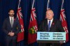 Ontario Premier Doug speaks during a press conference, as Education Minister Stephen Lecce looks on, at Queen's Park in Toronto on Monday Nov. 7, 2022. Ontario is set to repeal legislation today that imposed a contract on education workers and banned their right to strike. THE CANADIAN PRESS/Nathan Denette