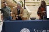 Gabriel Sterling, chief operating officer for the Georgia Secretary of State, rolls a 10-sided die as part of process to randomly determine which batches of ballots to audit for a state-wide risk limiting audit of the 2022 general election during a press conference Wednesday, Nov. 16, 2022, at the Georgia Capitol in Atlanta. (AP Photo/Ben Gray)