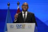 FILE - Simon Stiell, U.N. climate chief, speaks during a closing plenary session at the COP27 U.N. Climate Summit, Sunday, Nov. 20, 2022, in Sharm el-Sheikh, Egypt. Stiell acknowledges nations didn’t do anything additional to address climate change itself at the summit, reducing emissions of heat-trapping gases. The progress made last year at the meeting in Glasgow was maintained, he said. “There was no backtracking