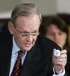 Former prime minister Jean Chrétien displays a golf ball during his testimony at the Gomery Inquiry in Ottawa on Feb. 8, 2005. THE CANADIAN PRESS/Jonathan Hayward