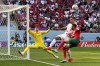 Croatia's goalkeeper Dominik Livakovic (1) and Dejan Lovren, center, defend as Morocco's Youssef En-Nesyri, right, attacks during the World Cup group F soccer match between Morocco and Croatia, at the Al Bayt Stadium in Al Khor , Qatar, Wednesday, Nov. 23, 2022. (AP Photo/Themba Hadebe)