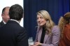 Canada's Foreign Minister Melanie Joly attends the meeting of NATO Ministers of Foreign Affairs in Bucharest, Romania, Wednesday, Nov. 30, 2022. Joly is announcing another $1 million for the International Criminal Court. THE CANADIAN PRESS/AP-Andreea Alexandru