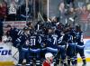 The Winnipeg Jets celebrate after Kyle Connor scored in overtime against Montreal on Tuesday. (John Woods / The Canadian Press)