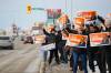 JOHN WOODS / WINNIPEG FREE PRESS
                                NDP supporters gather outside the Grace Hospital in support of health care and their candidate in Kirkfield Park, Logan Oxenham, Sunday.