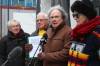 Norm Pohl (from left), Gerald Brown, Tom Simms and Karin Gordon, organized a press conference on Tuesday to discuss the potential sale of Lions Place, which could lead to unaffordable rent increases for residents. (Tyler Searle / Winnipeg Free Press).