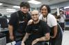 MITT students Betty Lakew (right), Luke Chafe (centre) and Gabriel Garcia took part in the cut-a-thon for the Christmas Cheer Board on Wednesday. (Ruth Bonneville / Winnipeg Free Press)