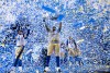 The Winnipeg Blue Bombers celebrate winning the 107th Grey Cup against the Hamilton Tiger Cats in Calgary, Alta., Sunday, November 24, 2019. THE CANADIAN PRESS/Nathan Denette