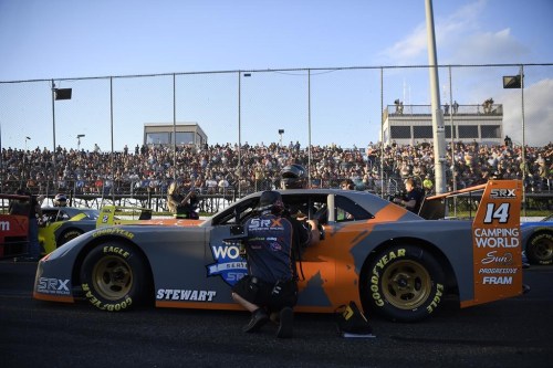 FILE - The SRX car of Tony Stewart is seen during the debut race of Superstar Racing Experience (SRX) at Stafford Motor Speedway on June 12, 202,1 in Stafford, Conn. Stewart's all-star summer racing series is moving to ESPN and a new night as the network plans to use SRX to revitalize its “Thursday Night Thunder