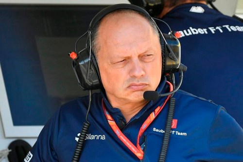 FILE - Frederic Vasseur is pictured during the first practice session at the Hungaroring racetrack in Mogyorod, northeast of Budapest, Hungary, Friday July 28, 2017. Vasseur has been appointed as Ferrari team principal on Tuesday, Dec. 13, 2022. (Zsolt Czegledi/MTI via AP, File)