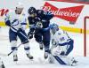 John Woods / THE CANADIAN PRESS
                                Mark Scheifele screens Tampa Bay Lightning goaltender Andrei Vasilevskiy as Mikhail Sergachev defends Friday night at Canada Life Centre.