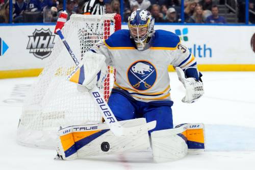 Comrie currently has a record of 4-8-0 with a 3.67 goals against average and .883 save percentage. (Chris O’Meara / The Associated Press files)