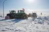 Trucks block the border crossing at Emerson on Feb. 16, 2022 to protest various public health orders. (Mike Deal / Winnipeg Free Press files)