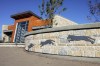 KEN GIGLIOTTI / WINNIPEG FREE PRESS / Oct. 22 2007 - 0710022 - Video Offered - Winnipeg Humane Society  new home  , Director Vicki Burns - at the newly built   facility at 45 Hurst Way , will be open to the public after its grand opening at 12:30  Thursday - in pic exterior  showing  jumping cat  detail  on the tyndall stone  wall  in front of the facility
