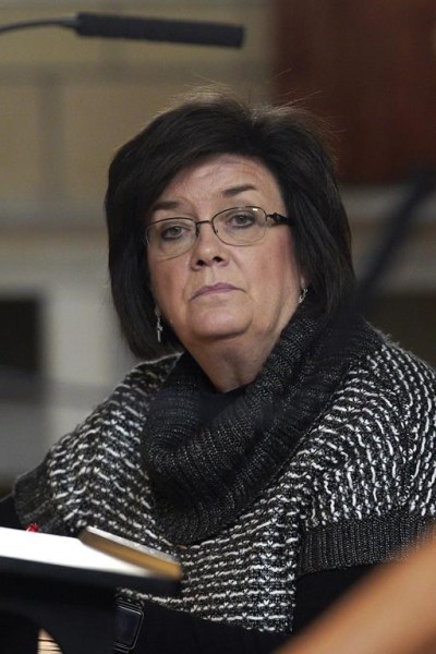 FILE - Nebraska state Sen. Joni Albrecht, R-Thurston, is pictured in the Legislative Chamber in Lincoln, Neb., March 1, 2019. Albrecht, who sponsored a failed total-abortion ban in 2022, announced Wednesday, Jan. 11, 2023, that she will introduce a new bill this week that would ban abortion once cardiac activity can be detected in a fetus, which is generally around the sixth week of pregnancy. (AP Photo/Nati Harnik, File)