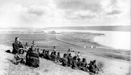 The Star Blanket Cree Nation, northeast of Regina, has announced the discovery of possible graves after a ground-penetrating radar search of the former site of the Qu’Appelle Indian Residential School. Aboriginal students, principal Father Joseph Hugonnard, and staff, including the Grey Nuns, of the industrial School are shown in Fort Qu'Appelle, Sask., in this May 1885 file photo. THE CANADIAN PRESS/National Archives of Canada/O.B. Buell - PA-118765