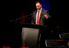 Ben Carr, son of the late member of Parliament Jim Carr, speaks at a memorial service for his father at the Centennial Concert Hall in Winnipeg, on Saturday, Dec. 17, 2022. Carr is seeking the party's nomination to run for his father's seat in an upcoming byelection.THE CANADIAN PRESS/John Woods