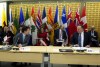 Quebec Premier Francois Legault sits beside Prime Minister Justin Trudeau as Canada's premiers meet in Ottawa on Tuesday, Feb. 7, 2023 in Ottawa. Minister of Finance Chrystia Freeland and Minister of Health Jean-Yves Duclos sit behind. THE CANADIAN PRESS/Sean Kilpatrick