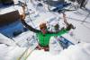 JOHN WOODS / WINNIPEG FREE PRESS
                                Michael Malets, who is a former Ukrainian soldier, celebrates climbing to the top of the 18-metre (60 foot) ice tower during Festiglace on Sunday.