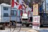 MIKE SUDOMA / WINNIPEG FREE PRESS
A truck with decorated with flags and signage enters Camp Hope Saturday morning.