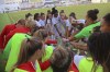 The Canadian team players prepare for a women's international friendly soccer match against Argentina in Sanlucar de Barrameda, Spain, Thursday, Oct. 6, 2022. As promised, the Canadian women's soccer team return to training Sunday in Florida. But they did so reluctantly after Canada Soccer threatened legal action if they continued their job action. THE CANADIAN PRESS/AP-Juan Carlos Toro del Rio
