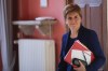 FILE - Nicola Sturgeon, First Minister of Scotland, attends a news conference at an event of the German Council on Foreign Relations (DGAP) in Berlin, Germany, Sept. 18, 2019. BBC reports on Wednesday, Feb. 15, 2023 Scotland's First Minister Nicola Sturgeon is to resign after 8 years in office. (AP Photo/Markus Schreiber, file)