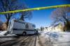 MIKAELA MACKENZIE / WINNIPEG FREE PRESS Police investigate 259 Amherst Street in Winnipeg on Monday, March 6, 2023. A 15-year-old boy was shot and died (and a 17-year-old was injured) in the area early this morning. For Malak story. Winnipeg Free Press 2023.