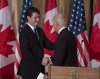 Prime Minister Justin Trudeau shakes hands with U.S. Vice-President Joe Biden after his address during a state dinner in Ottawa, Thursday, Dec. 8, 2016. THE CANADIAN PRESS/Justin Tang