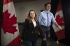Deputy Prime Minister and Finance Minister Chrystia Freeland, along with Prime Minister Justin Trudeau, arrive at the Hamilton Convention Centre, in Hamilton, Ont., on Monday, Jan. 23, 2023. THE CANADIAN PRESS/Nick Iwanyshyn