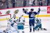 FRED GREENSLADE / THE CANADIAN PRESS
                                Winnipeg Jets&rsquo; Pierre-Luc Dubois (80) celebrates his goal against San Jose Sharks goaltender James Reimer (47) during first period NHL action in Winnipeg.