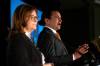 Premier Heather Stefanson (left) and her Progressive Conservative party are taking aim at Opposition leader Wab Kinew. (Mike Deal / Winnipeg Free Press files)