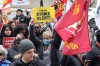 Members of the Public Service Alliance of Canada (PSAC) demonstrate outside the Treasury Board building in Ottawa on Friday, March 31, 2023.&nbsp;On Wednesday the union representing the largest number of federal public servants announced a nation-wide strike mandate after final votes were cast on Tuesday. THE CANADIAN PRESS/ Patrick Doyle