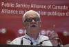 Public Service Alliance of Canada National President Chris Aylward speaks during a news conference at union headquarters, Monday, April 17, 2023 in Ottawa. The clock is ticking for the government and Canada's largest federal public-service union to reach an agreement by a deadline of 9 p.m. EDT tonight. THE CANADIAN PRESS/Adrian Wyld