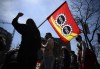 Members of the Public Service Alliance of Canada (PSAC) stand at a picket line outside Place du Portage in Gatineau, Que., on Friday, April 28, 2023. Workers from Canada's largest federal public-service union remain on strike across the country. THE CANADIAN PRESS/Justin Tang